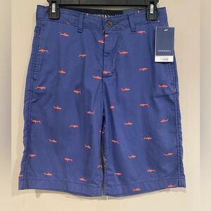 crown & ivy Blue Shorts with Red Shark Print